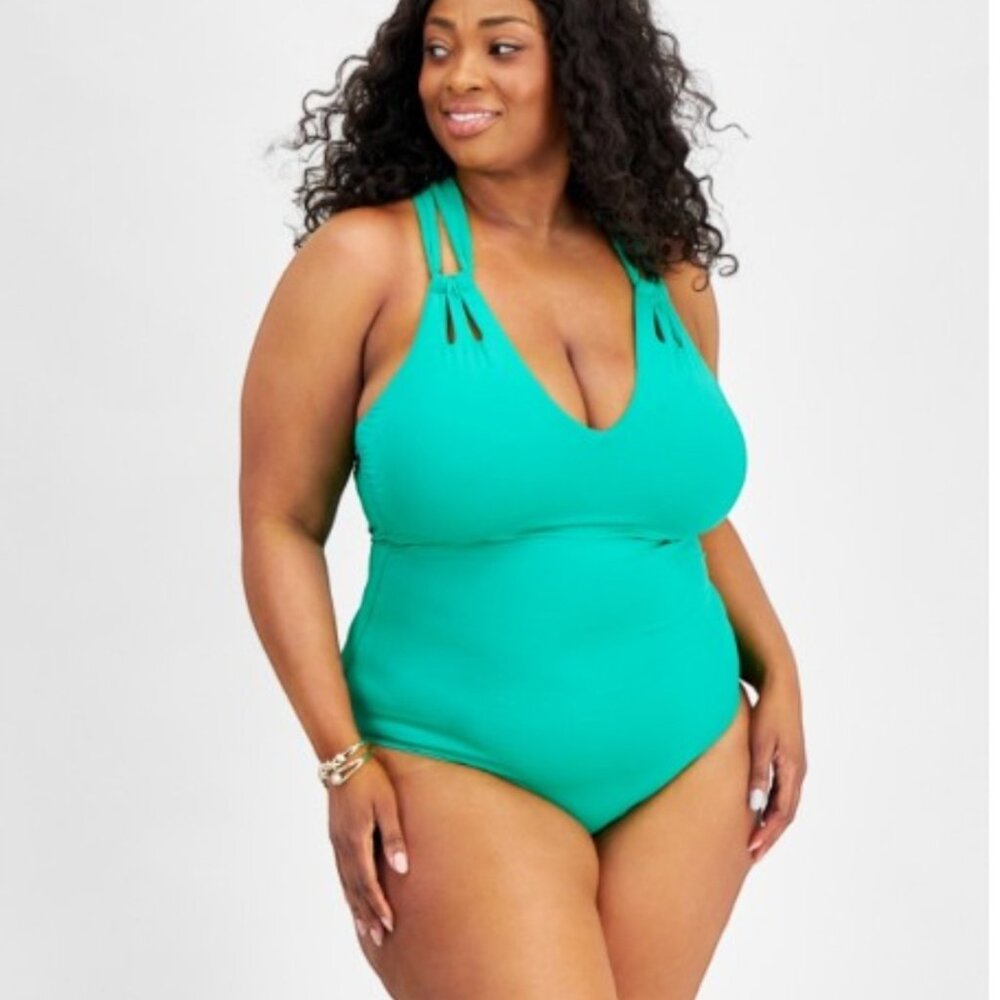 NWT Becca ETC Code Strappy One-Piece Swimsuit - Verde